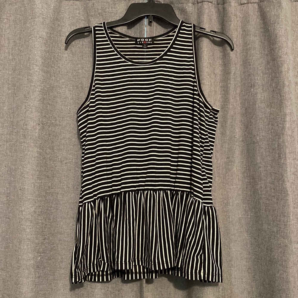 Striped ruffle bottom tank top